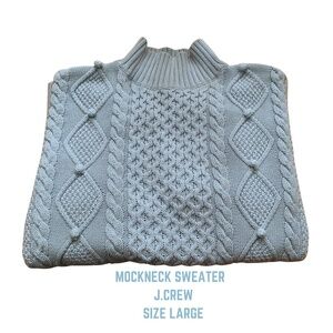 Mock Neck 100% Cotton Cable Knit Sweater from J.Crew in popular pale blue.